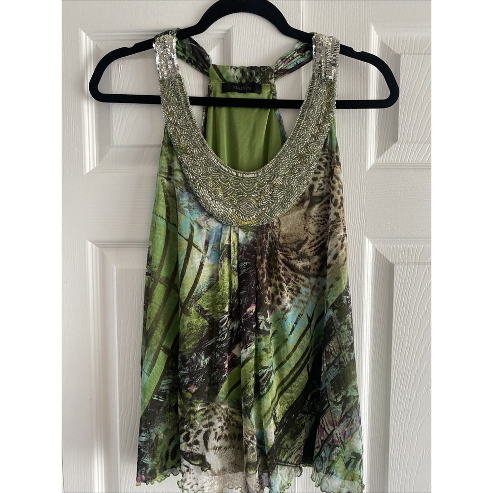 Malvin‎ Women's Green Embellished Cottagecore Top EU36 Germany Goblincore